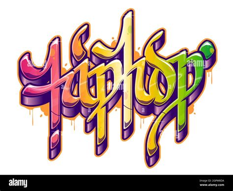 Hip Hop Word In Graffiti Style Color Text Vector Isolated On White