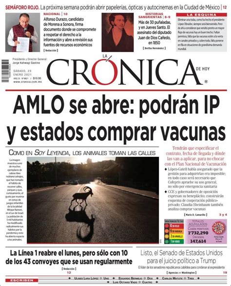 Periódico La Crónica De Hoy México Periódicos De México Edición De