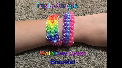 How To Make A Triple Single Rainbow Loom Bracelet Beginner Youtube
