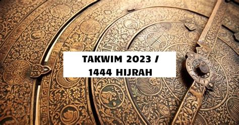 Kalendar Islam Masihi 2023 1444 Hijrah Malaysia
