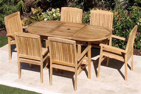 67in Oval Table And 6 Pacific Chairs Teak Set Oceanic Teak Furniture