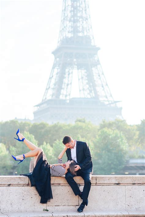 Photo Session Of Couple With Eiffel Tower At Bir Hakeim Bridge