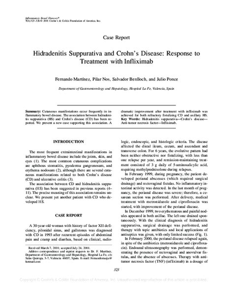 Pdf Hidradenitis Suppurativa And Crohns Disease Response To