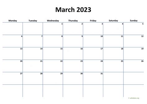 Calendar March 2023 United Kingdom