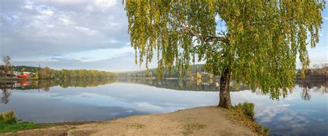 Autumn Landscape On The River Ural The Irtysh Russia Stock Photo