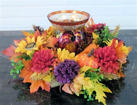 Fall Candle Ring Fall Candle Centerpiece Fall Candle Ring With Mums
