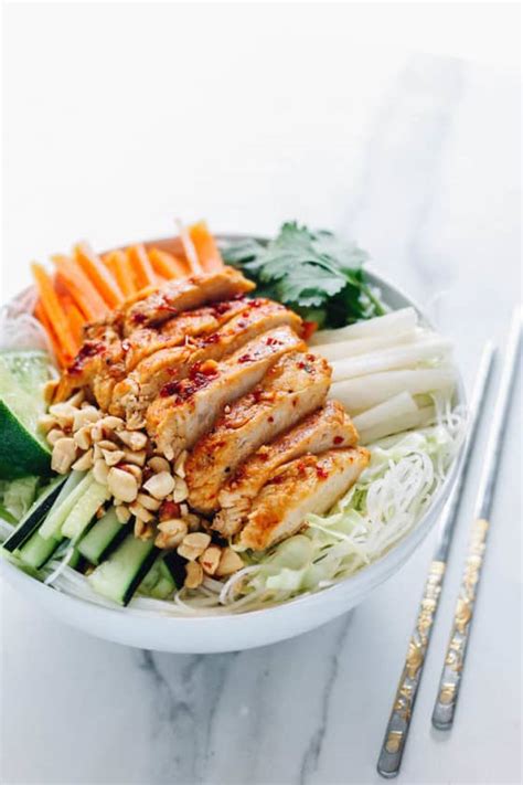 Sweet Chili Glazed Chicken Rice Noodle Bowls Destination Delish