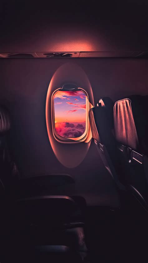 Stunning Sunset Through Airplane Window