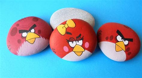 Angry Bird Hand Painted Stone Is Painted With High Quality Acrylic