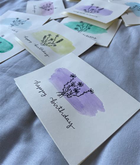 Handmade Minimalist Cards Five Pack Minimalist Flower Etsy