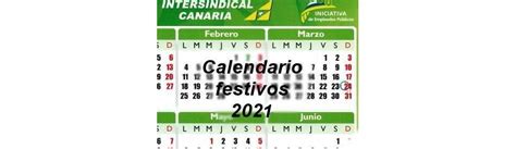 Calendarios mensuales y semanales disponibles. Calendario laboral 2021 | Intersindical Canaria