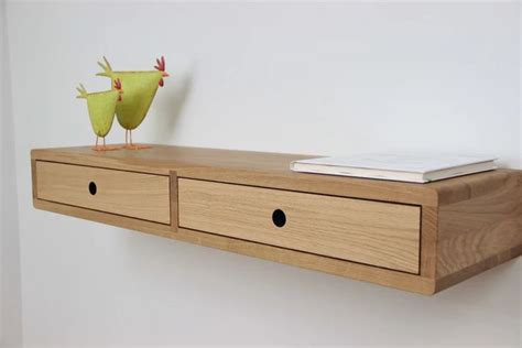 Floating Console Table With Two Drawers Entryway Organizer Etsy