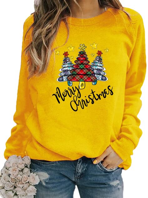 Sexy Dance Women Loose Christmas Sweatshirt Long Sleeve Casual Fall Pullover Crew Neck Xmas Tops