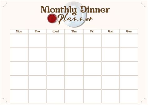 Printable Monthly Menu Planner Template Printable Templates