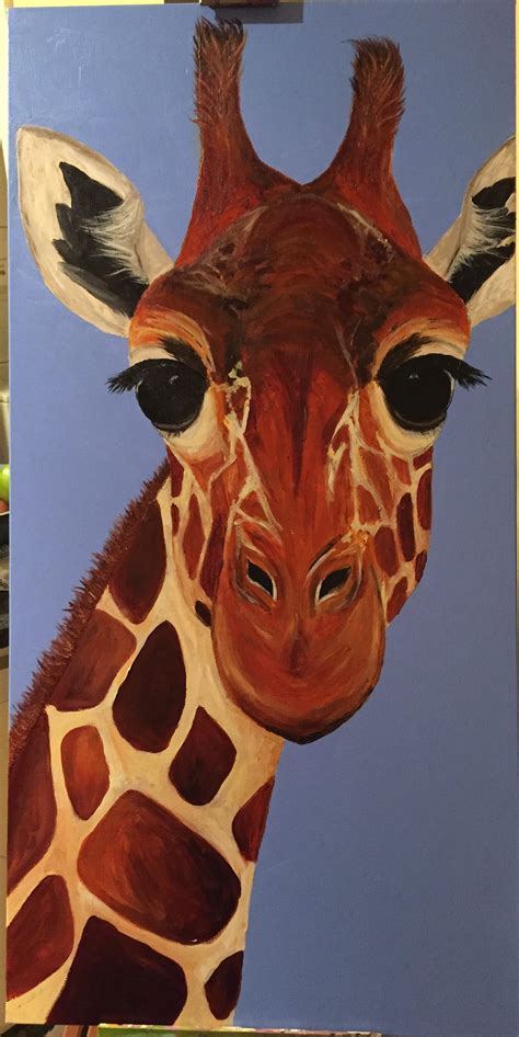 Giraffe Acrylic On Canvas 12x36 Rart
