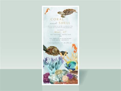 Wedding Invitation Card Under Sea Design Afbeelding Door Theresia
