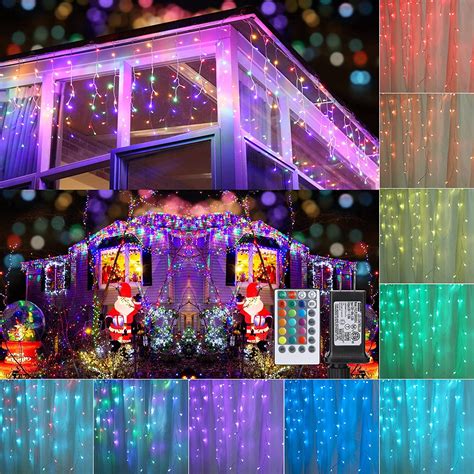 Toodour Color Changing Christmas Icicle Lights 295ft 360 Led Rgb