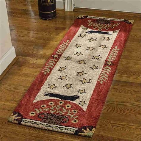 Folk Crow Hooked Runner 24 X 72 In Rug Runners Rug Runner Country