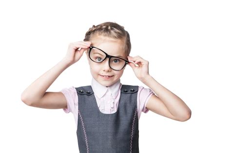 Premium Photo Funny Little Girl In Glasses Makes Faces