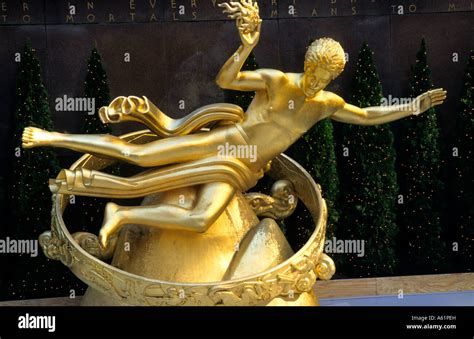 The Beauty Of The Famous Gold Statue At Rockefeller Center In New York