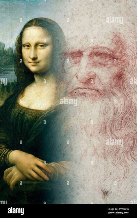 Mona Lisa Painting And Leonardo Da Vinci Self Portrait Stock Photo Alamy