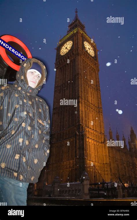 Big Ben In Snow In London Stock Photo Alamy
