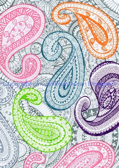 Pastel Paisley Hand Drawn Pattern Pen On Paper By Calmblueocean