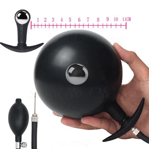 Inflatable Huge Anal Butt Plug With Metal Ball Big Anal Dilator Silicone Huge Anus Pump