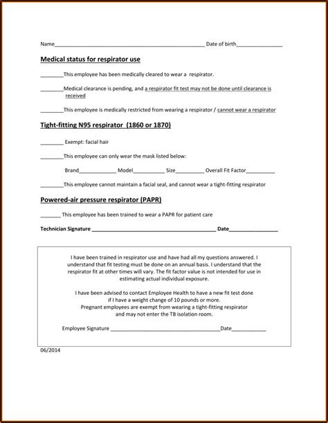 Type of qualitative osha accepted fit test. Respirator Fit Test Form Qualitative - Form : Resume ...