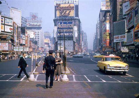 Street Scene Times Square New York City 1955 1600 X 1132 R
