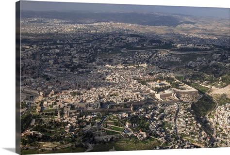 The Temple Mount And The Old City Jerusalem Israel Aerial Photograph Wall Art Canvas Prints