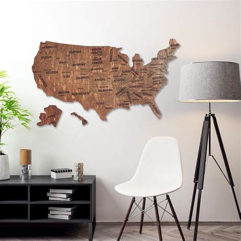 Wooden Map Usa Wood Map Of United States Large Wooden Wall Etsy Large