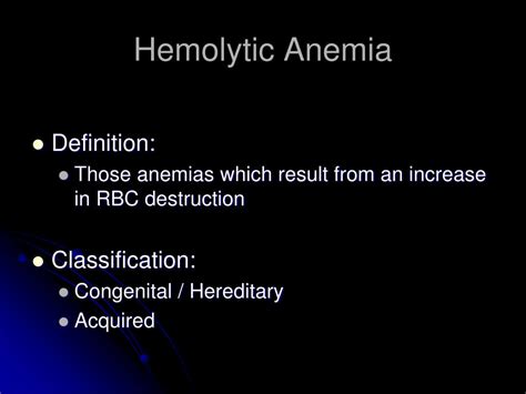 Ppt Hemolytic Anemia Powerpoint Presentation Free Download Id3318651