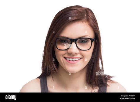 Attractive Brunette Wearing Trendy Glasses Hi Res Stock Photography And