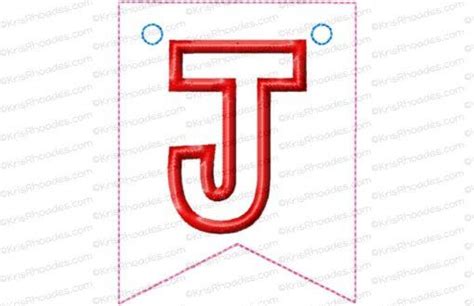 Pennant Banner With Letter J Flag Applique Embroidery Design Includes