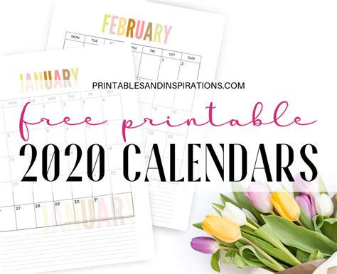 2020 pdf calendar templates a free printable 2020 monthly pdf calendar with previous and next month reference at the top in a landscape template. 2020 Calendars Free Printable PDF - Printables and ...