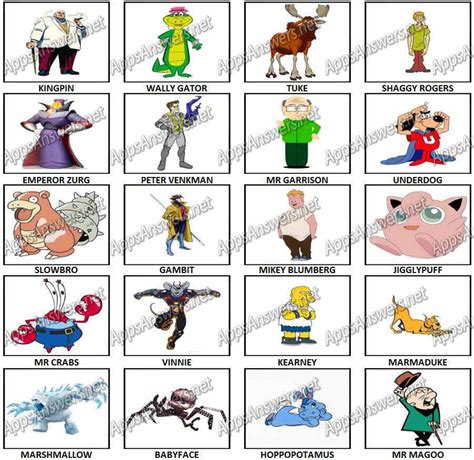 100 Pics Cartoon Characters 2 Level 81 Level 100 Answers Apps