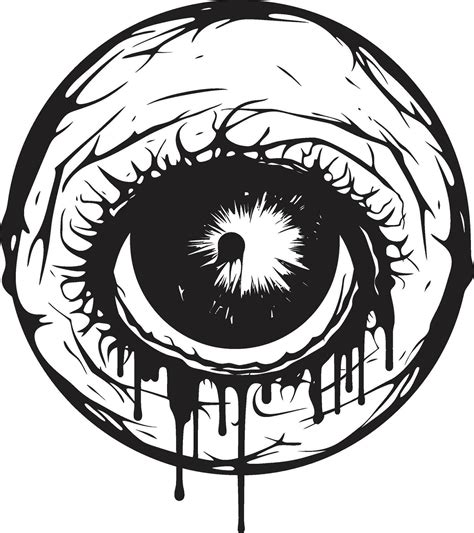 Frightening Zombie Stare Creepy Eye Emblem Sinister Gaze Black Vector