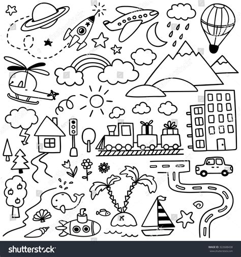 Handdrawn Kids Doodle Set Stock Vector Royalty Free 322688438