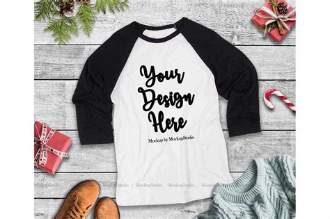 Download Christmas Raglan Mockup Bundle, 5 Baseball Shirt Flat Lays By MockupStation | TheHungryJPEG.com