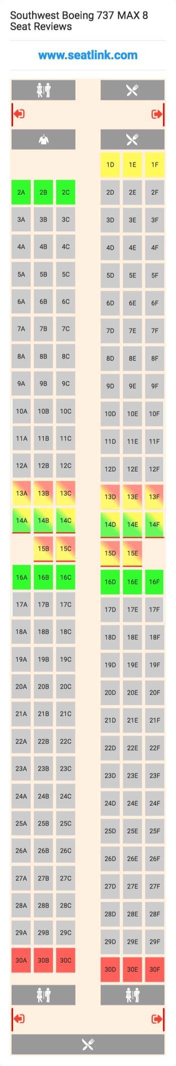 Southwest Boeing 737 MAX 8 (7M8) Seat Map | Airlines, Alaska airlines