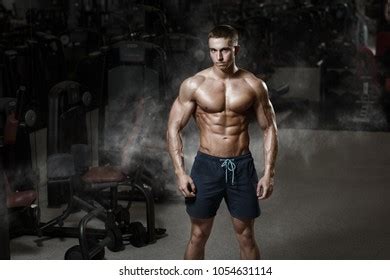 Screaming Shirtless Man Cap Doing Exercises Stock Photo Shutterstock