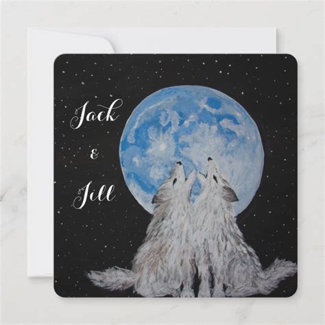 Two Wolves Howling At The Moon Wedding Invitation Zazzle