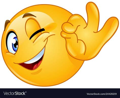 Winking Emoticon Showing Ok Sign Download A Free Preview Or High Quality Adobe Illustrator Ai