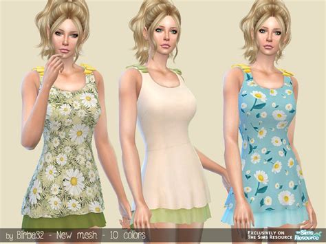 Sims 4 — Daisy Dress By Birba32 — A Little Spring Dress Covered With