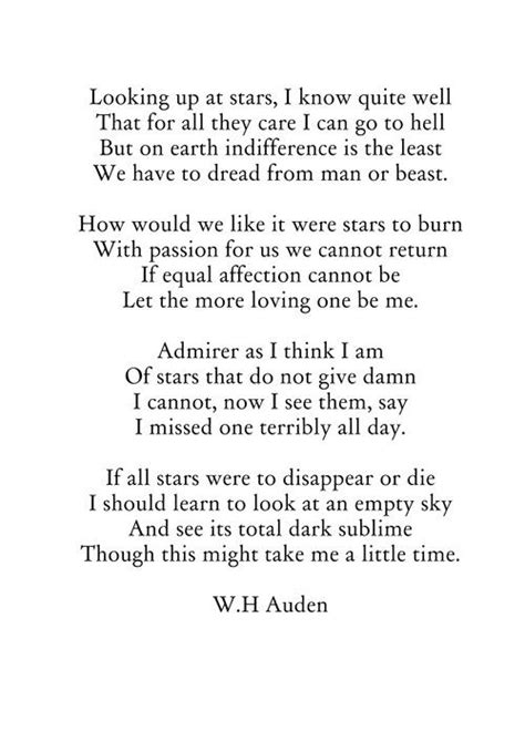 The More Loving One Wh Auden Looking Up At Stars I Know Quite