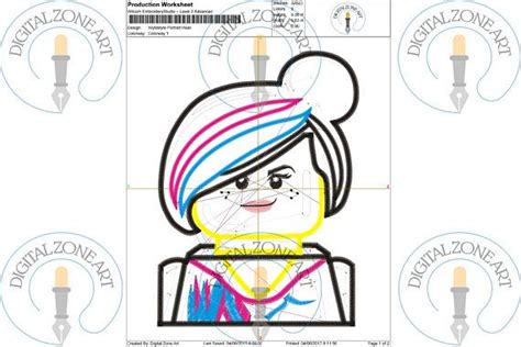 Wyldstyle Lucy Applique Wyldstyle Lucy Lego Portrait Head Lego Movie Machine Embroidery Designs