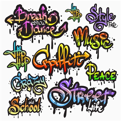 It includes one colour and the artist's name or identifier. Graffiti word set 452665 Vector Art at Vecteezy