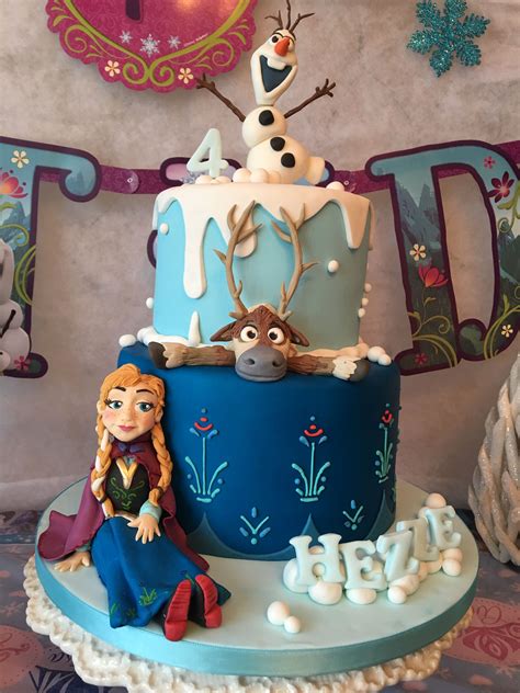 Princess Anna From Frozen Cake With Olaf And Sven Beautiful Birthday