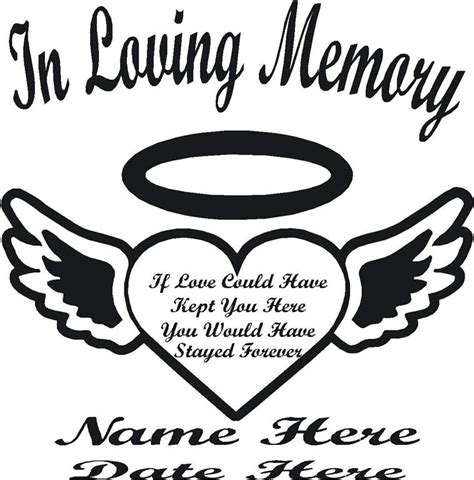 In Loving Memory Heart And Wings Window Decal Sticker Wall Art